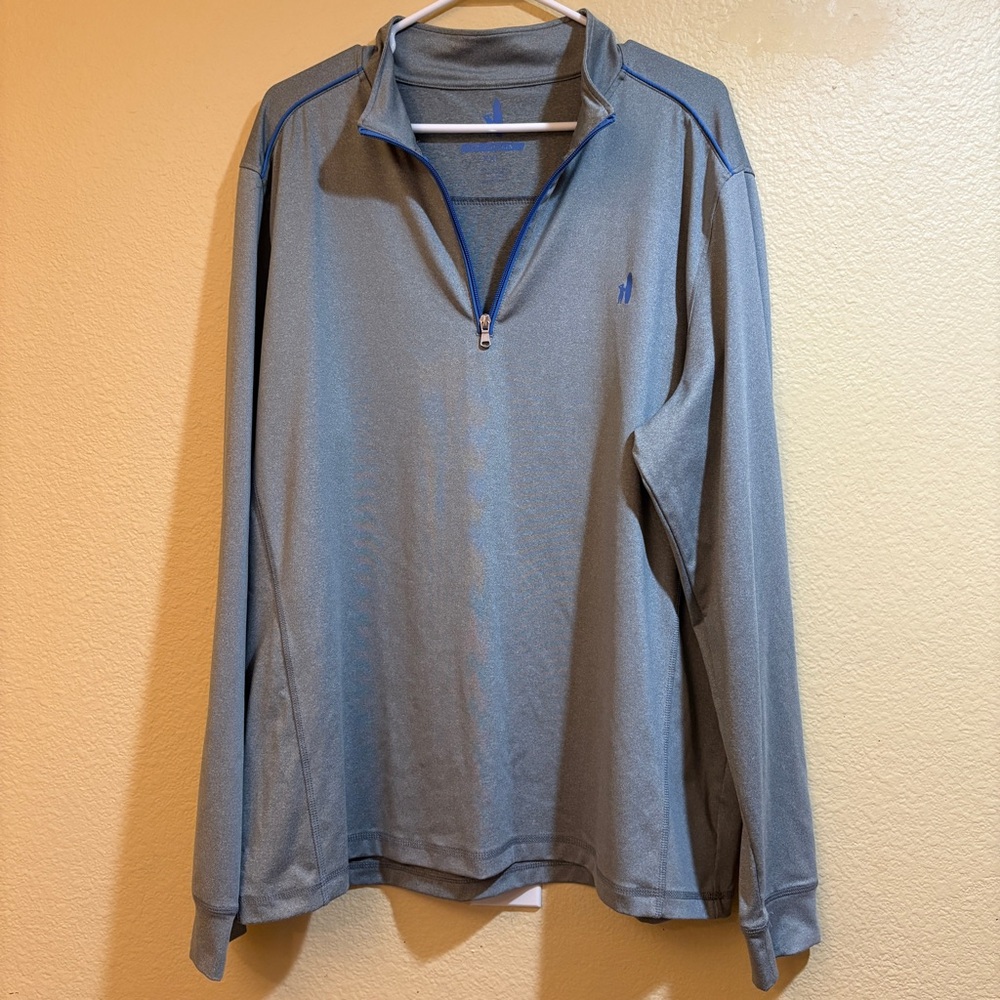 Johnnie-O XXL Gray Long Sleeve 1/4 Zip Pullover Athletic Top Prep-Formance